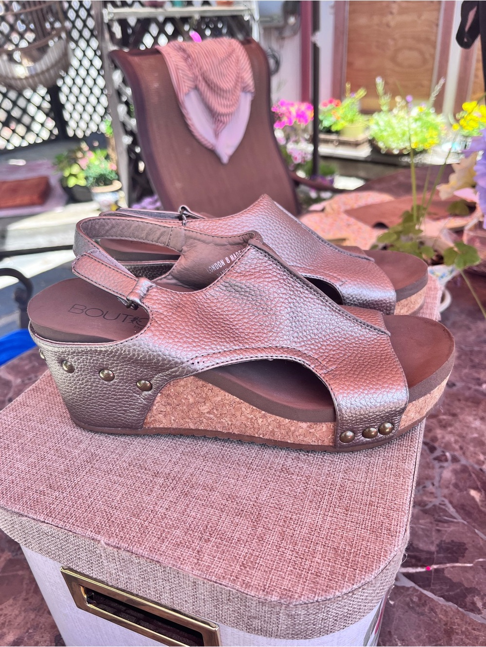 Boutique Corkys Metallic Gold  Wedge Sandals